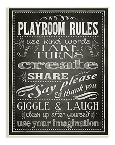 The Kids Room By Stupell Playroom Rules Wall Decor, Black