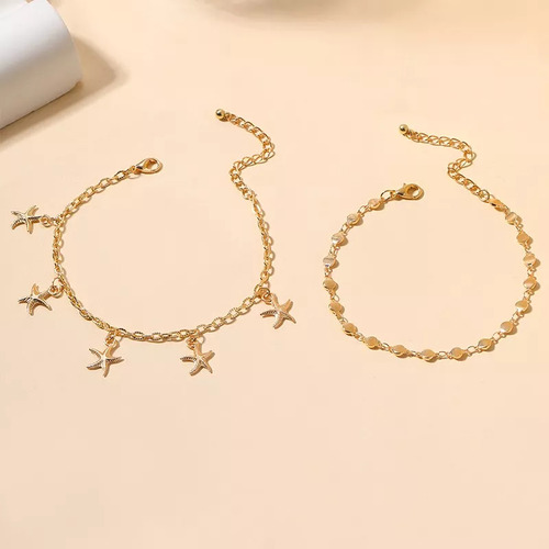 Set 2 Pulseras Tobillera Tropical Estrella Playa