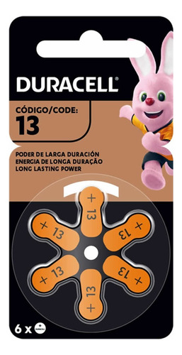 Pack 5 Pilas Duracell Numero 13 Audifonos Blister 5 Unidades