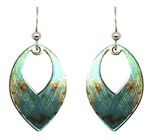 Turquoise Stone Earrings, 1.5  Open Leaf, Made In The U.s.a.