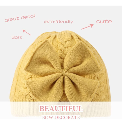 Gorro Para Bebe De 0 A 6 Meses Diseño Tejido Color Amarillo