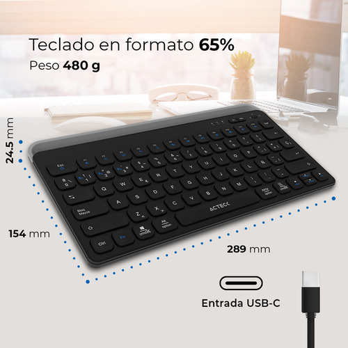 Teclado Multidispositivo Inalámbrico Inspire Trek Ti737 Teclado Negro Idioma Español Latinoamérica