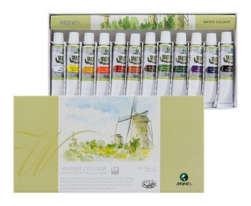 Kit 1 Pincel Water Brush + Caja De Acuarelas Marie's