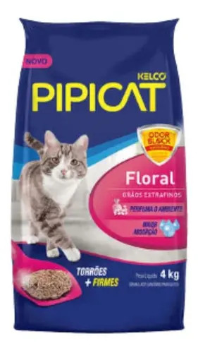 Areia Higiênica Kelco Pipicat Floral 4kg Odor Block