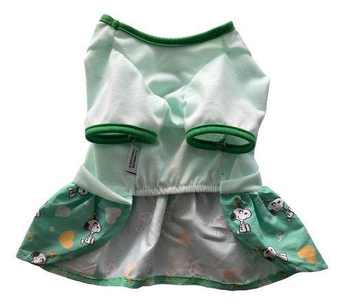 Vestido Verão Pets Peanuts Snoopy Verde Para Cães Pp