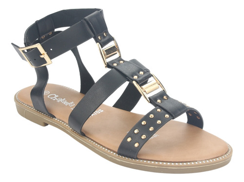 Sandalia Chalada Mujer Alki-2 Negro Plana