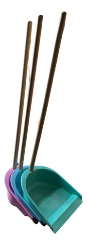 Recogedor De Plastico Baston De Madera 60cm Varios
