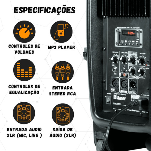 Kit Caixa De Som Amplificada Ativa + Microfone Sem Fio Tripé