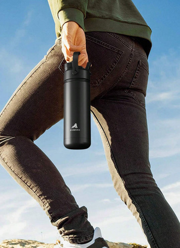 Powcan Botella De Agua Aislada De 18 Onzas Con Popote 2 En 1 Lila