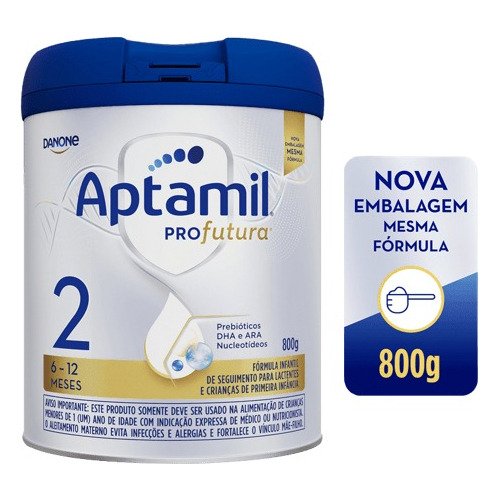 Fórmula infantil em pó sem glúten Danone Aptamil Profutura 2 en lata de 1 de 800g - 6  a 12 meses