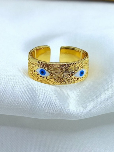 Anillo Ajustable De Oro Laminado Ojitos Y Patrones