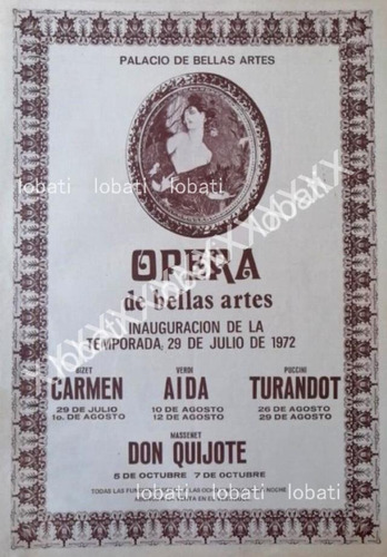 Cartel De Temporada De Opera Bellas Artes 1972