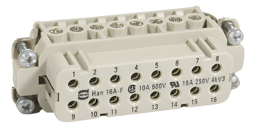 Harting 09200162812 Conector Hembra Han 16a-bu-s 16 Pos + Pe