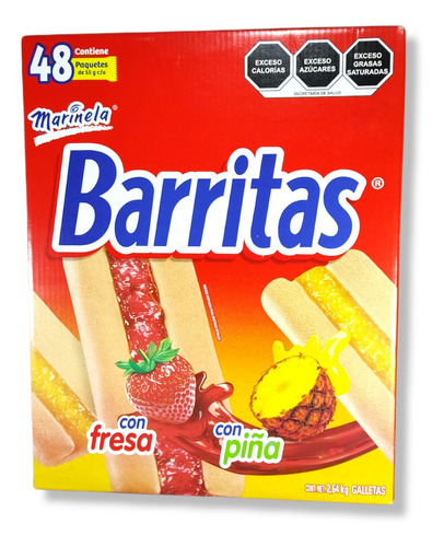 Barritas Marinela 48 Piezas 2.6 Kg Piña Y Fresa