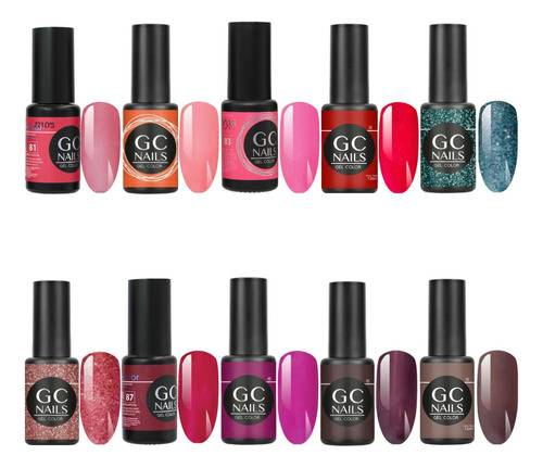 Serie 10 Geles Para Uñas De 1 Paso, Belcolor, Gc Nails