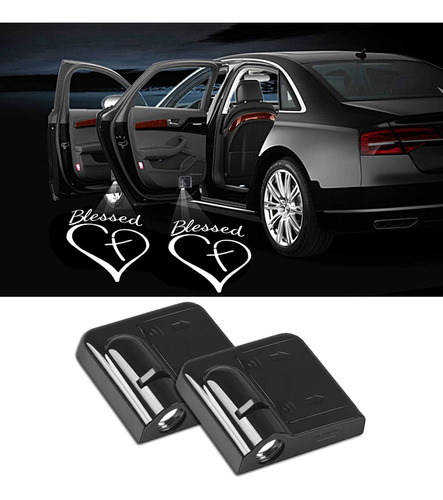 2 Pieza Luz Led Bienvenida Para Puerta Coche Simbolo Bendito
