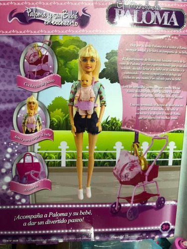 Imagen 2 de 3 de Muñeca Paloma Y Su Bebé En Cochecito. Duendes Y Princesas