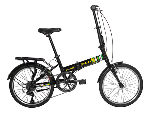 Bicicleta Slp Plegable F-10 Rodado 20 Shimano 7v V-brake Color Negro/amarillo