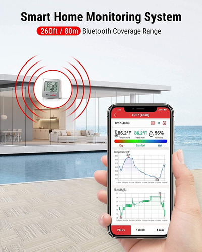 Imagen 8 de 9 de Termómetro Higrómetro Digital Bluetooth Thermopro Tp357 Indo