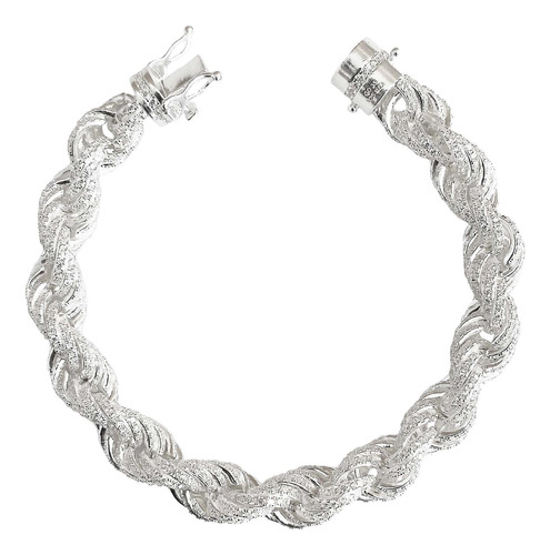 Pulsera Torzal Zirconias Hiphop Hombre Plata 925 1.2 Cm