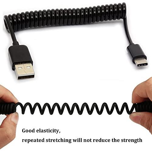 Cable Usb Tipo C Spring, Extensión Usb En Espiral De 3.2 Pie