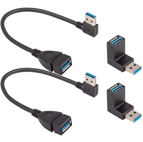 2 Adaptadores Usb 3.0 Y Cable De Extension Usb 3.0 90 Gra...