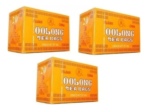 Kit 3 Chá Oolong - Tea Bags 20 Sachês 40g - Importado Fujian