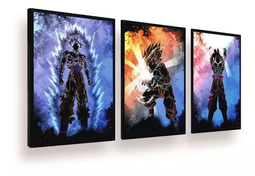 Quadro decorativo emoldurado Goku Super Sayajin Dragon Ball Arte