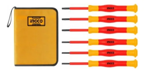 Atornillador Ingco Aislado Precision 1000v Jgo.6 Pzas