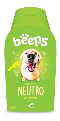 Shampoo Beeps Pet Society Neutro 500ml Para Cachorros
