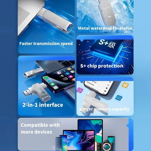 Unidad Flash Usb 3.0 2 En 1 De 128 Gb Con Memorias Tipo C