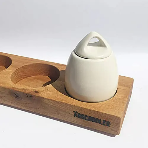 Set De Coddler De Huevo De Porcelana Escandinava Con Bandeja