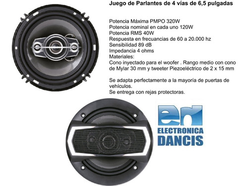 Imagen 3 de 8 de Parlantes 6.5 Pulgadas 120w 4 Ohms Para Auto Luxell Lx-604