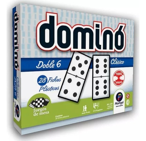 Juego De Mesa Domino Doble 6 Clasico Plastigal 