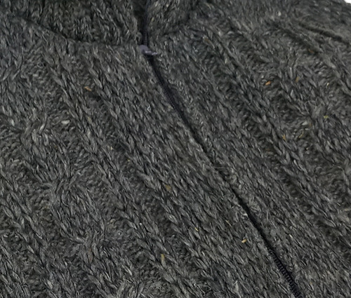 Sueter Chamarra 100% Lana Con Cierre Gris Oxford