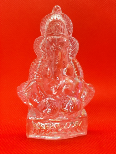 Estatua Ganesha Original Cristal Suerte 10x6,5cm Hindu Nuevo