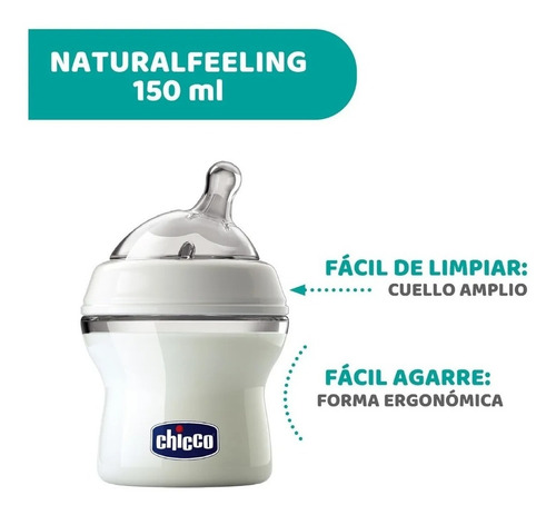 Imagen 5 de 8 de Natural Feeling Biberon Chicco 150ml 0m+ Creciendo