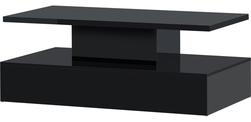 Merax Mesa De Centro Negra Con Luz Led De 2 Niveles Mesa De