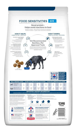 Imagen 2 de 2 de Alimento Hill's Prescription Diet Skin/Food Sensitivities d/d para perro adulto todos los tamaños sabor papa y salmón en bolsa de 25lb
