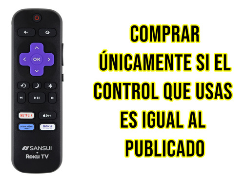 Control Compatible Con Sansui Roku Tv Smart Tv Netflix