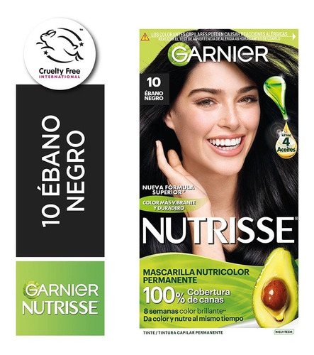 Kit De Coloración Permanente Garnier Nutrisse 4 Aceites Tono 10 Clásico