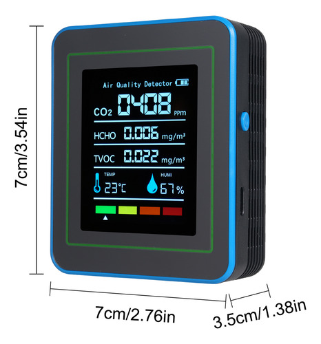 Comprobador De Aire 5 En 1: Co2, Tvoc, Hcho, Temperatura Y H