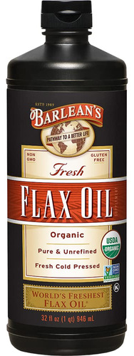 Barlean's Organic Oils Aceite De Lino Fresco, Botella De 32 