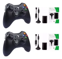 Comprar 2 Controles Compatível Xbox 360 Sem Fio + 2 Bateria Slim Cor Preto