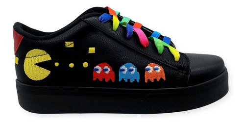 Tenis Bordados De Pac Man Para Chicos Y Grandes.