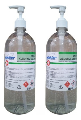 Alcohol Gel Con Dosificador 1 Litro X 2 Certificado Isp