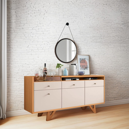 Balcão Buffet Ellora Espelho Adnet 67cm Off White/cinamomo