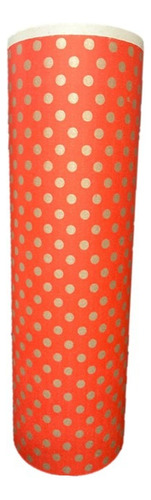Bobina Rollo De Papel Regalo 40cm Fantasia 150 Metros Lunares Oro Fdo Rojo