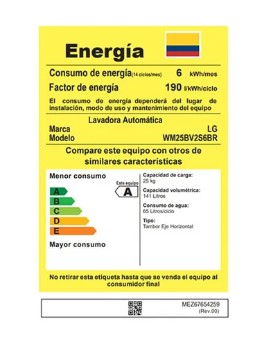 Lavadora LG Carga Frontal 25kg Ai Dd Steam 6 Motion Dd Ng
