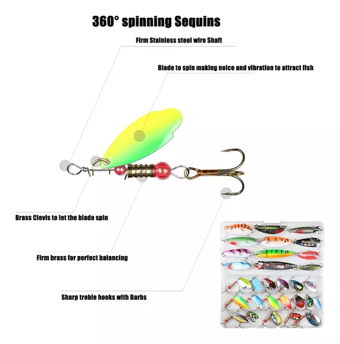 10/30pcs Fishing Lure Spinnerbait With Feathered Treble Hook